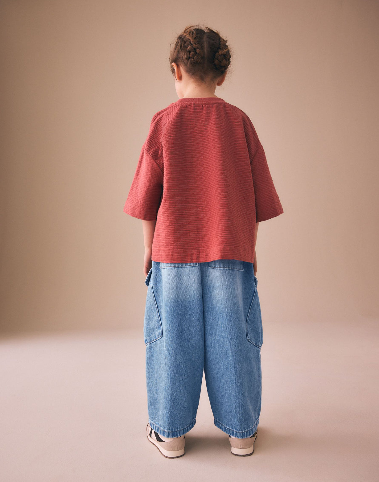 Mid Blue Denim Cargo Barrel Jeans