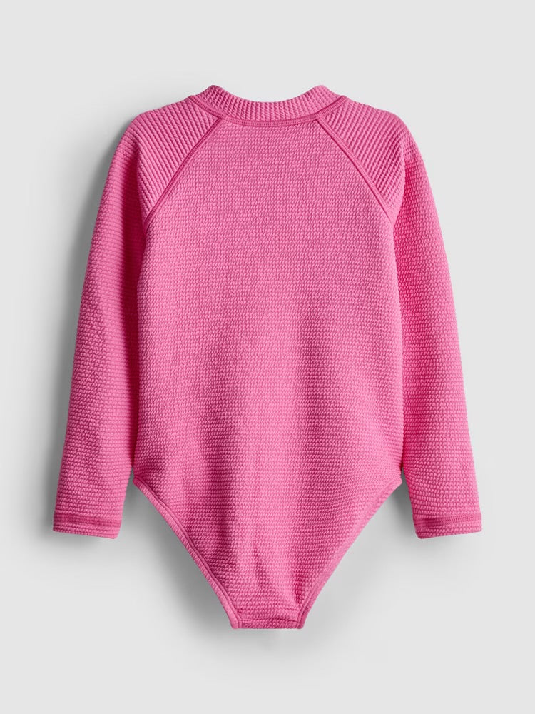 Textured Long Sleeve Swimsuit