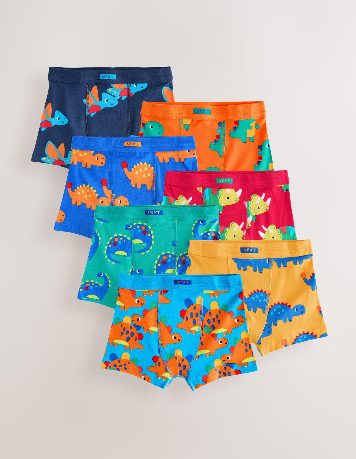 Multi Dinosaur Soft Waistband Trunks 7 Pack