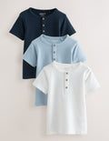 Navy/Blue/Stone Short Sleeve Henley Neck T-Shirts 3 Pack