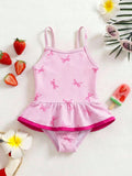Baby Girl Striped Bow Swimsuit (immediate)