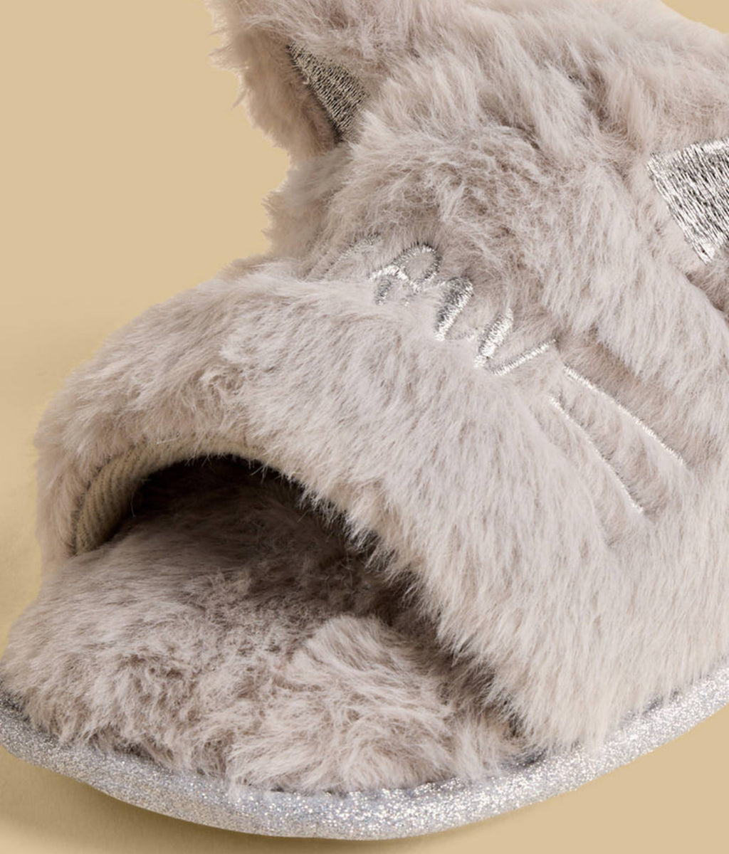 Cat Embroidered Bedroom Mules