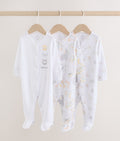 White Safari Baby Sleepsuits 3 Pack