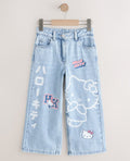 Mid Wash Hello Kitty Wide Leg Jeans