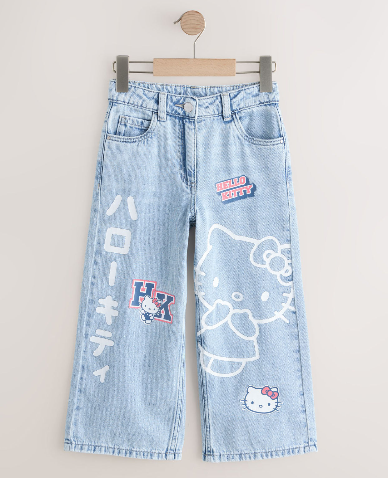 Mid Wash Hello Kitty Wide Leg Jeans