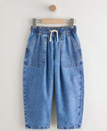 Mid Blue Pullon Barrel Jeans