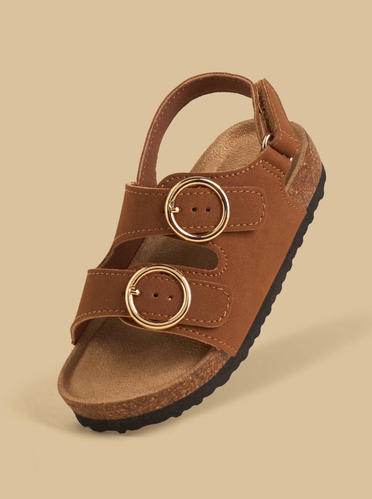 Buckle Detail Sandals with Hook and Loop Closure