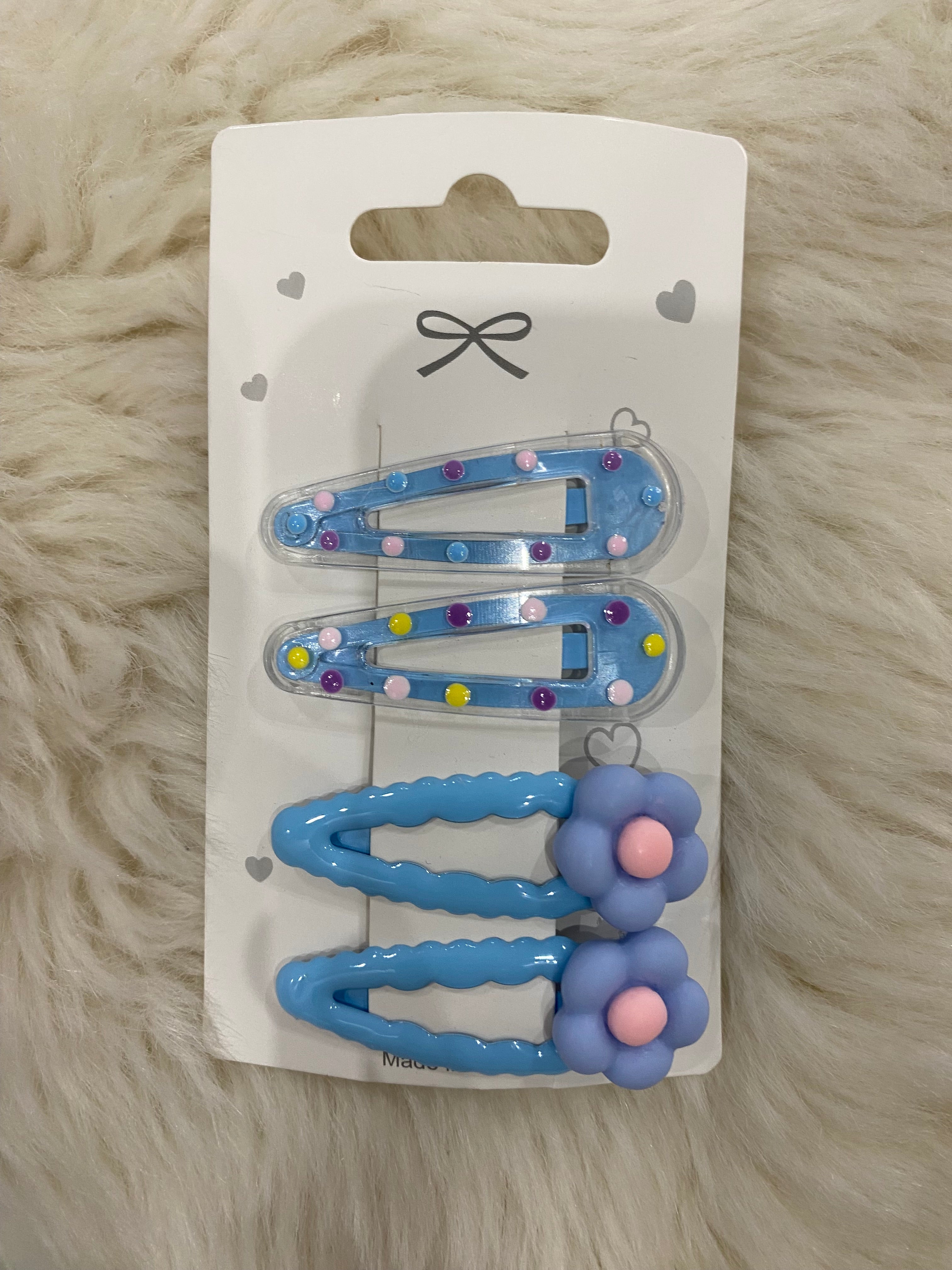 4pcs blue hair clips set