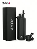 Meoky 530 ml Insulated Tumbler With 2 Spout Lid And Straw