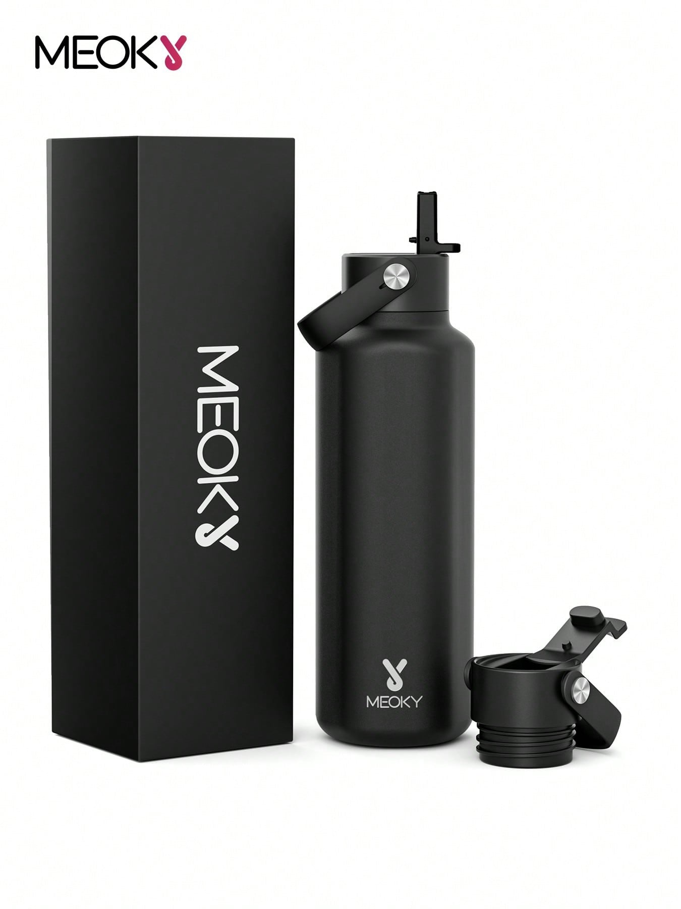 Meoky 530 ml Insulated Tumbler With 2 Spout Lid And Straw