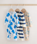 Blue Whale Two Way Zip Baby Sleepsuits 3 Pack