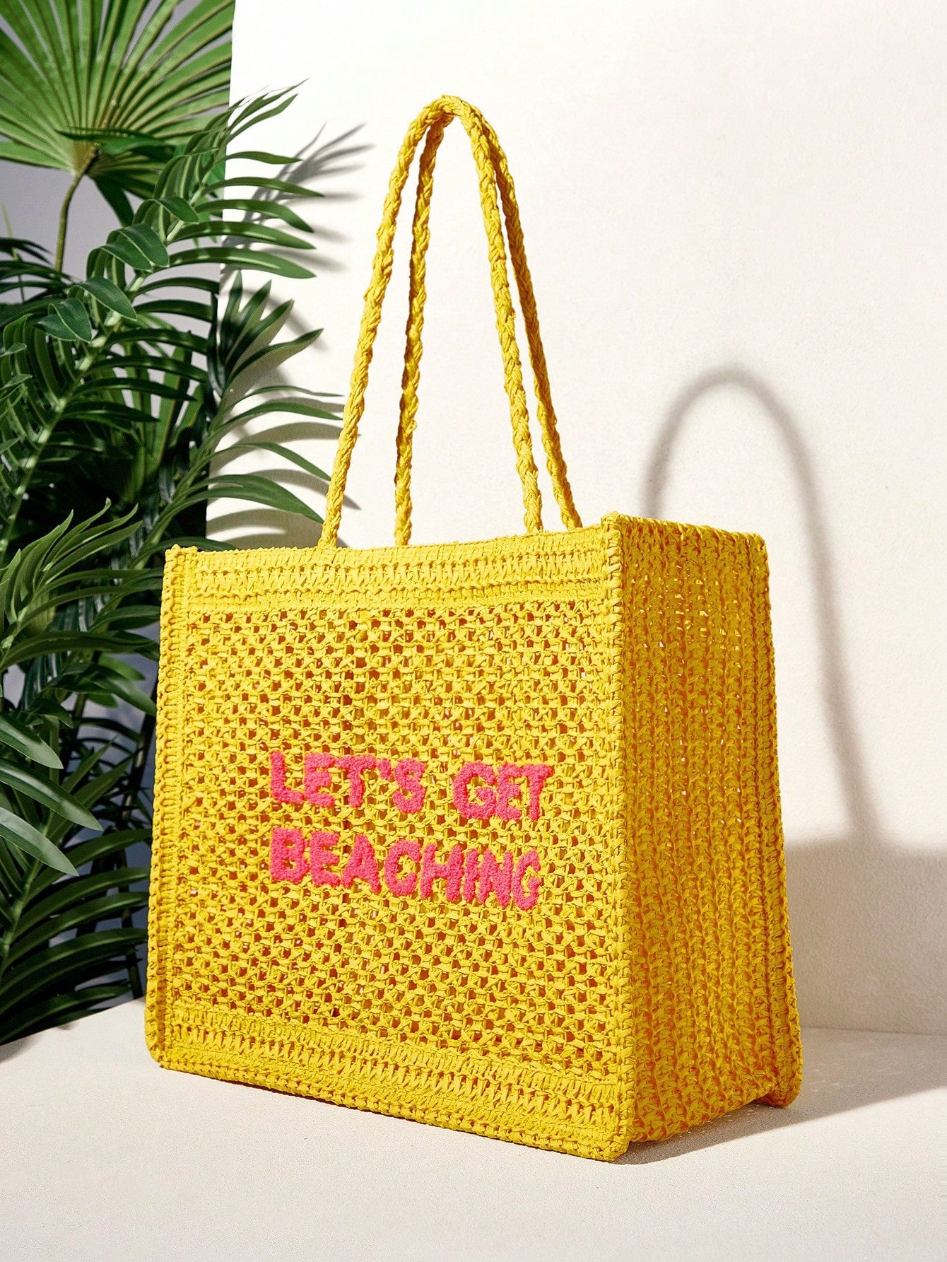 Women's Summer Crocheted Tote Bag With Letter Design