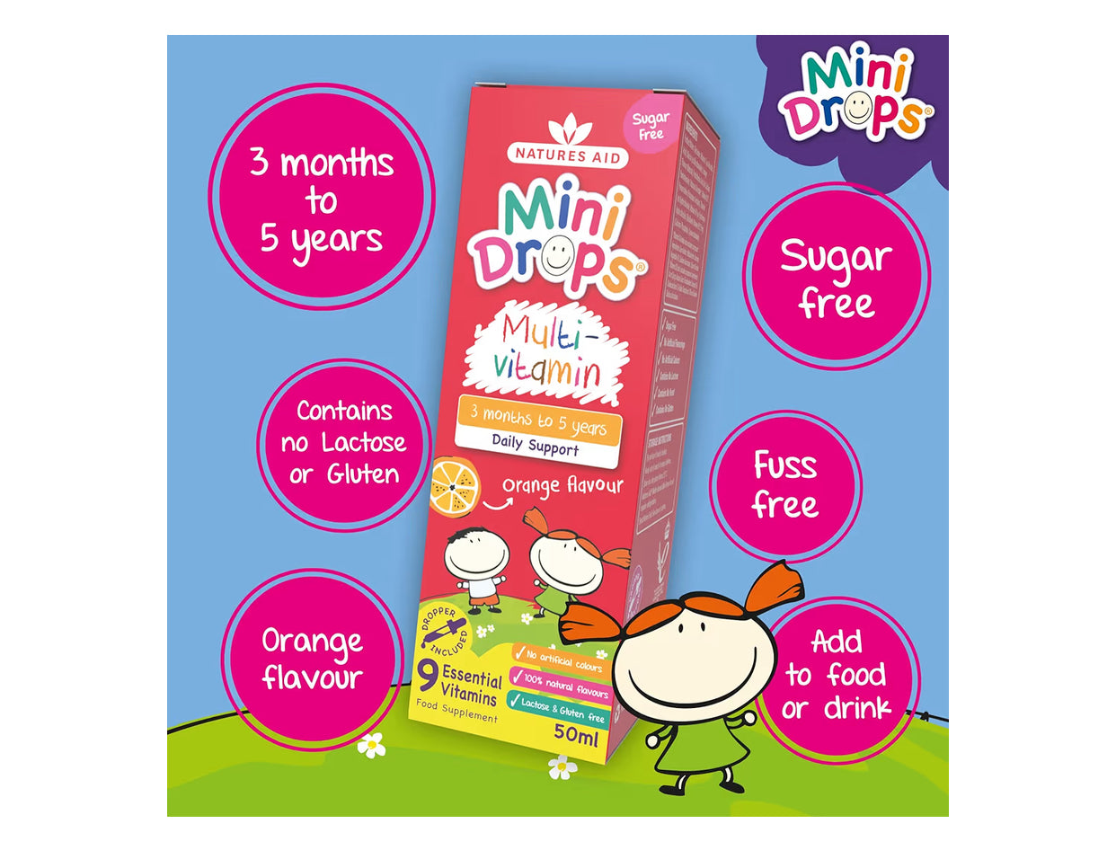 Natures Aid Mini Drops Multi-Vitamin for Babies & Kids