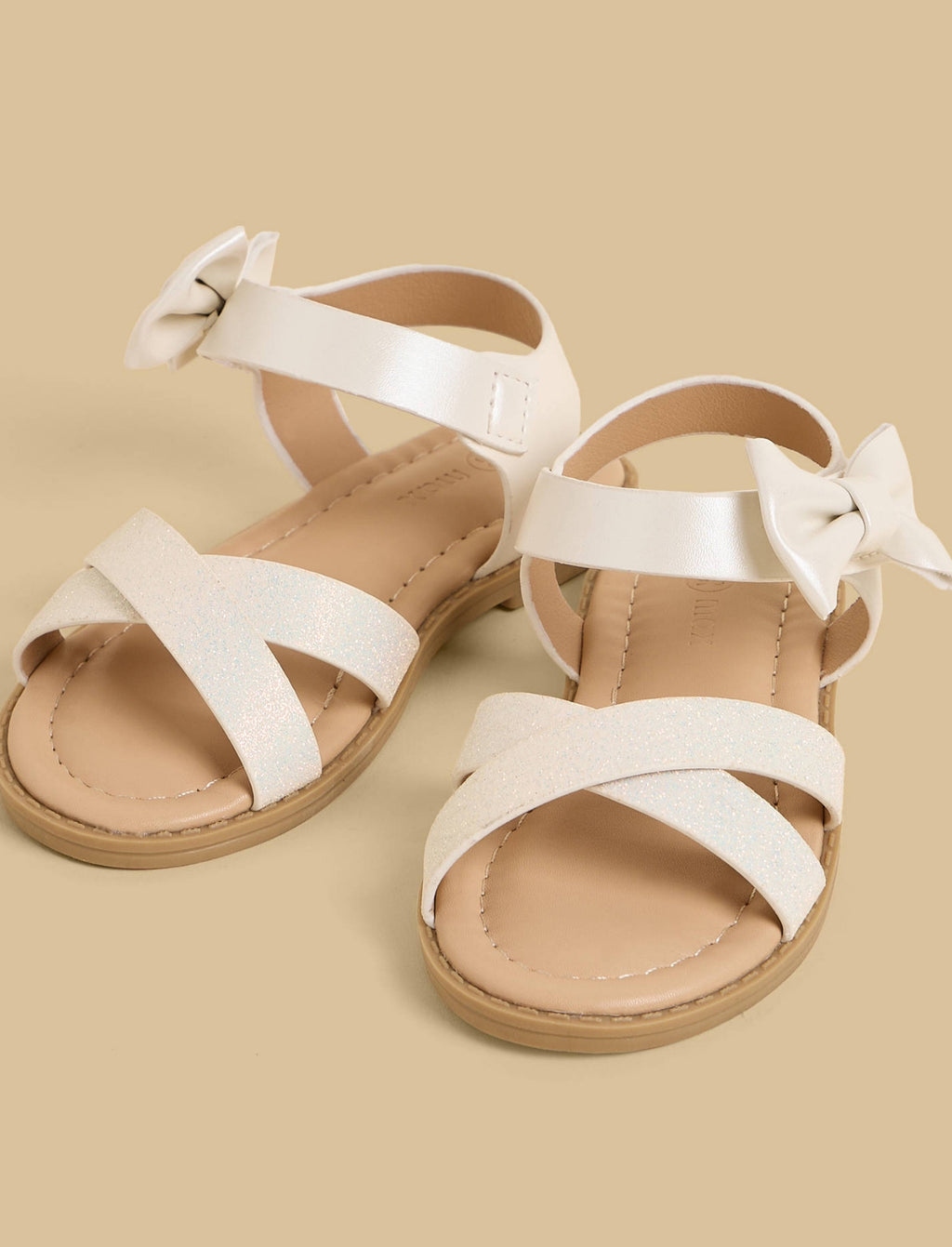 Bow Accent Sandals with Hook and Loop Closure