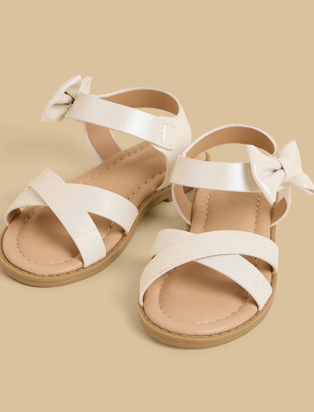 Bow Accent Sandals with Hook and Loop Closure