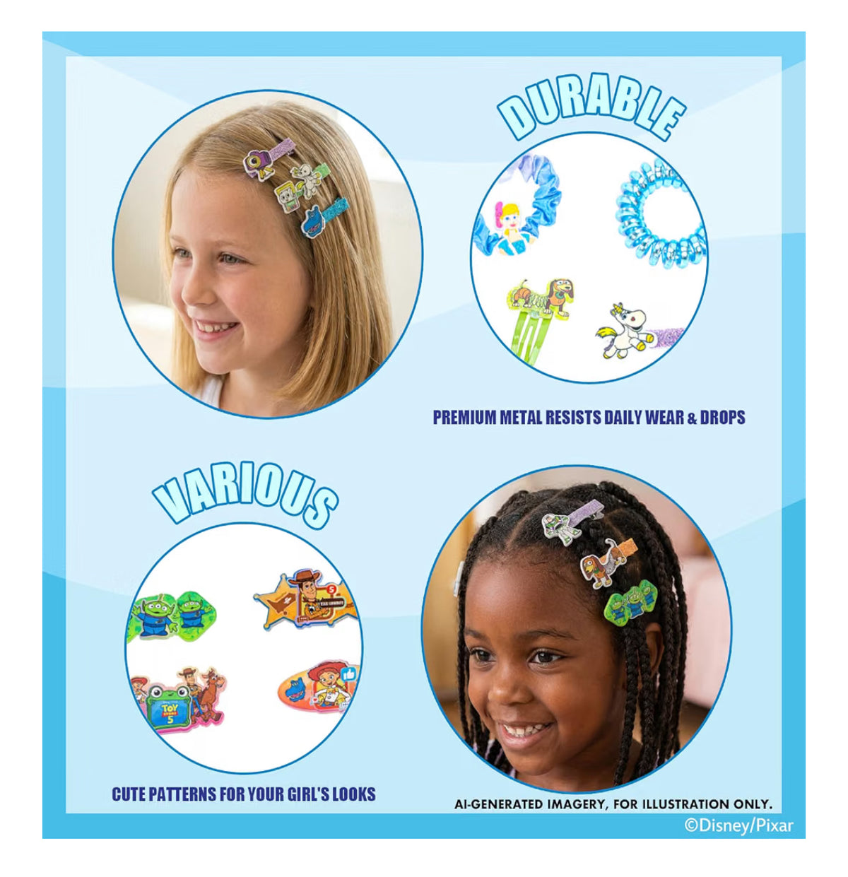 Toy Story Hair Accessories Set with Hair Clips & Bows