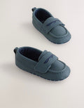 Navy Touch Fastening Baby Loafers
