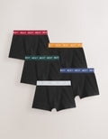 Black with Autumnal Coloured Waistbands Trunks 5 Pack