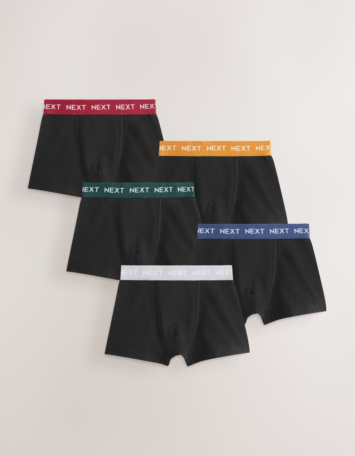 Black with Autumnal Coloured Waistbands Trunks 5 Pack