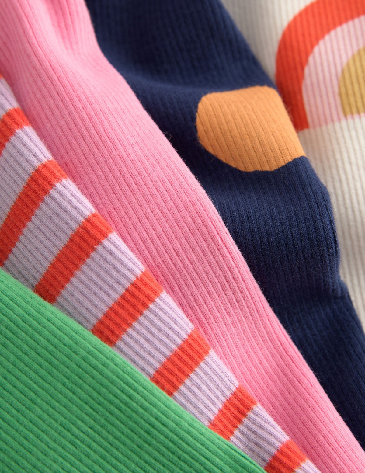 Ecru Rainbow Horse Long Sleeve Ribbed Tops 5 Pack