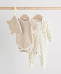 Neutral Baby Sleepsuit, Bodysuit, Beanie and Bib Set 4 Pieces