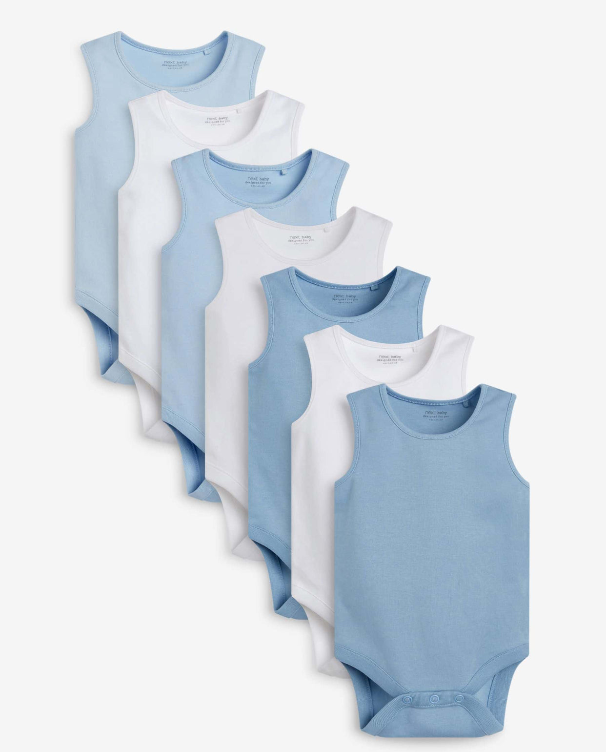 Blue 7 Pack Baby Vest Bodysuits