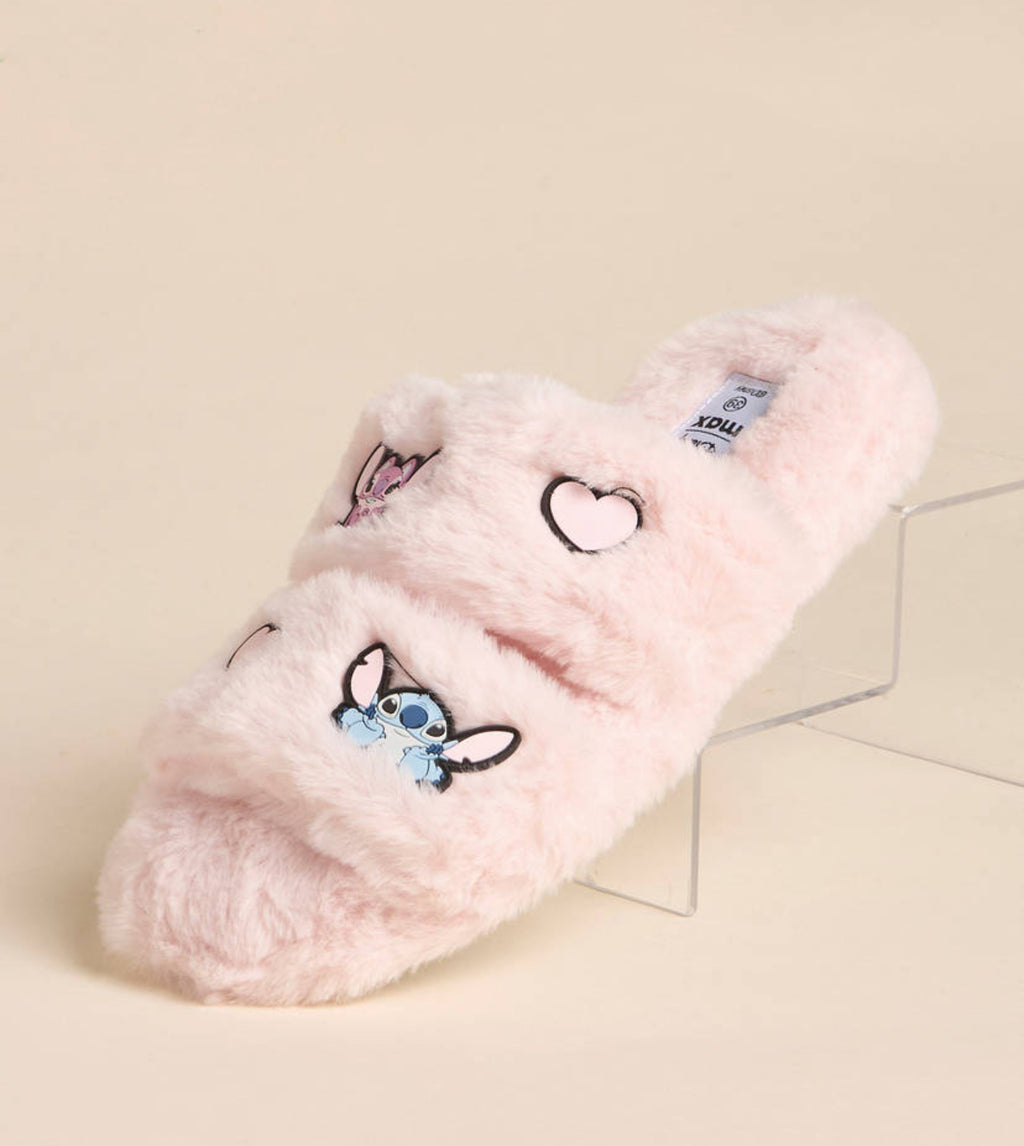 Stitch and Angel Embroidered Bedroom Slippers