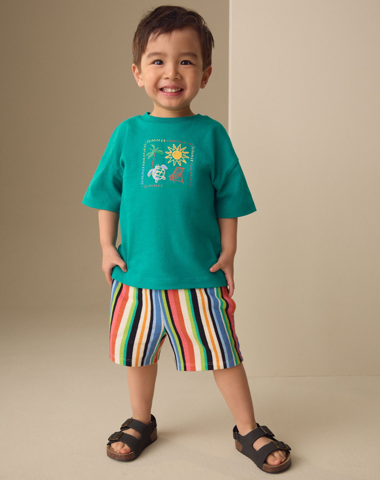 Green Beach Short Sleeve T-Shirt and Shorts Set