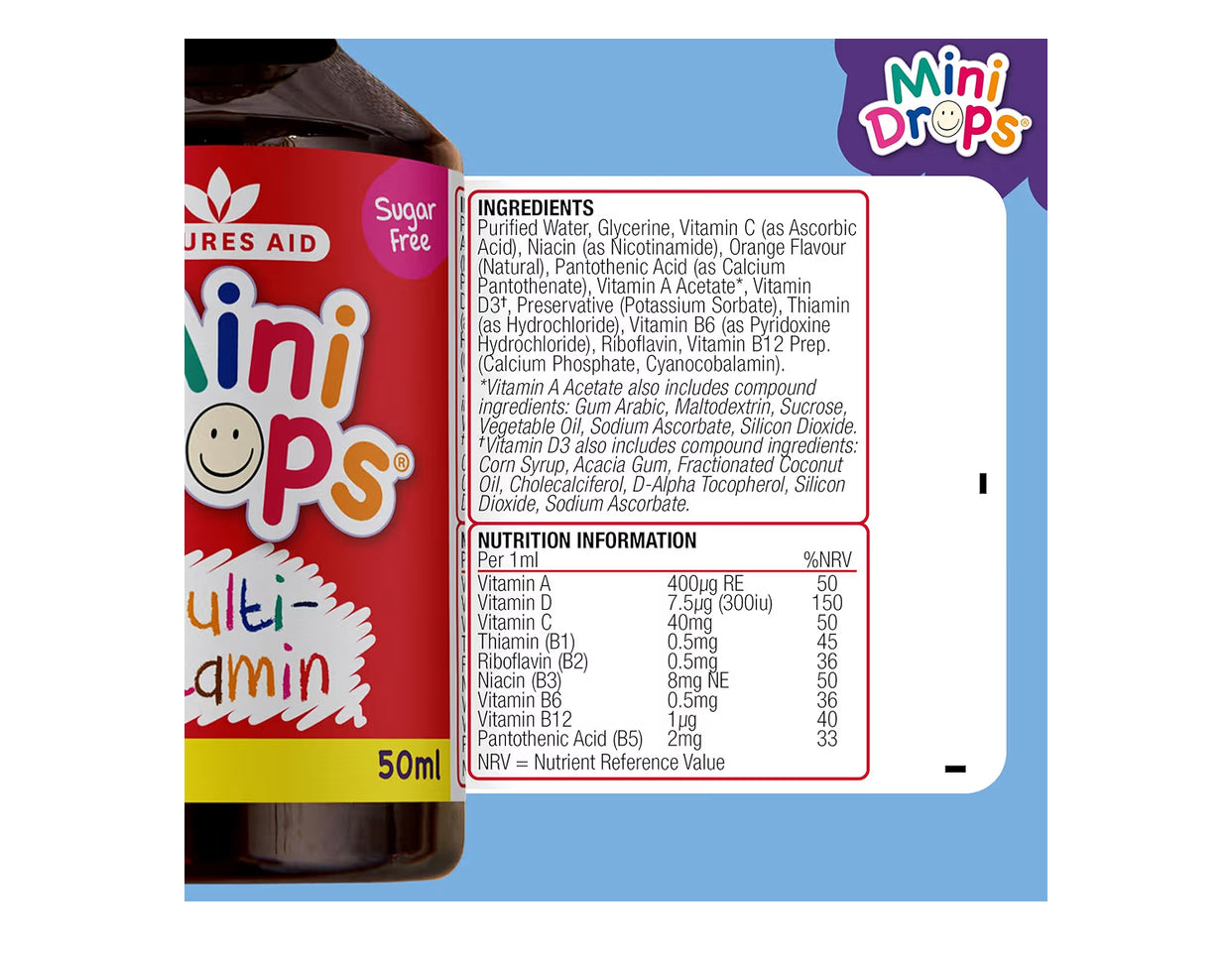 Natures Aid Mini Drops Multi-Vitamin for Babies & Kids