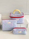 3pcs Blue Heart Makeup Organizer Bag Set (immediate)