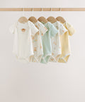 Ecru White Short Sleeve Baby Bodysuits 5 Pack