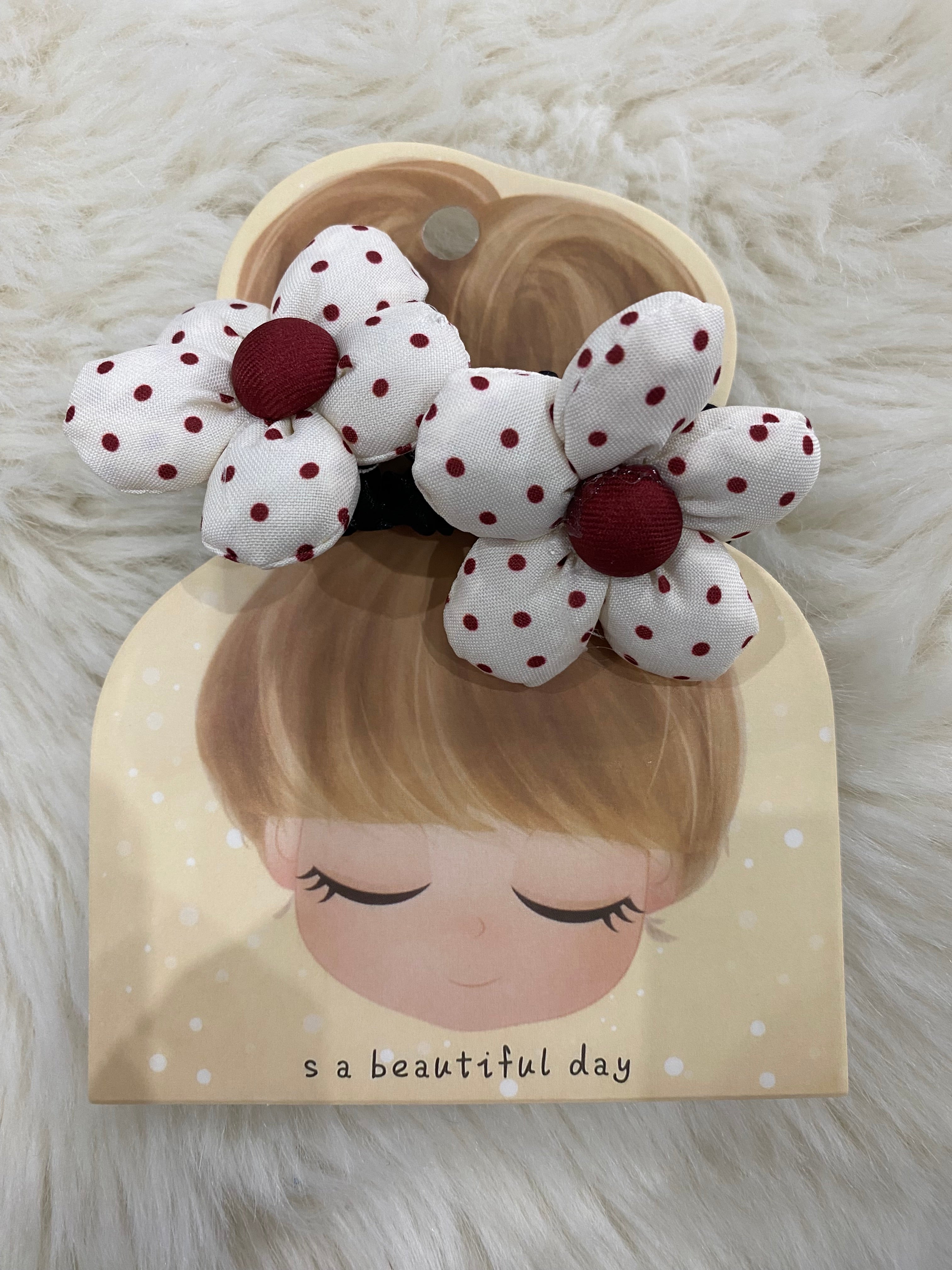2pcs white polka dot hair scrunchies Set
