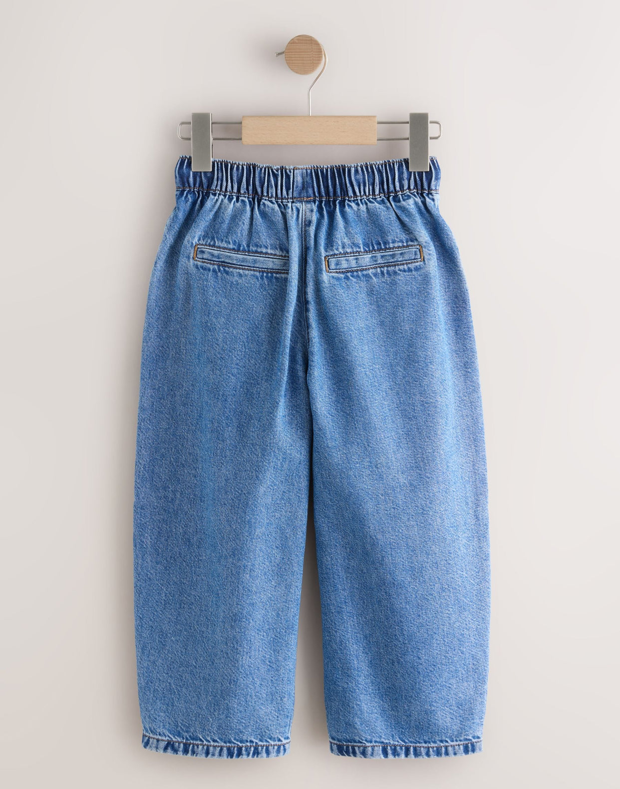 Mid Blue Pullon Barrel Jeans