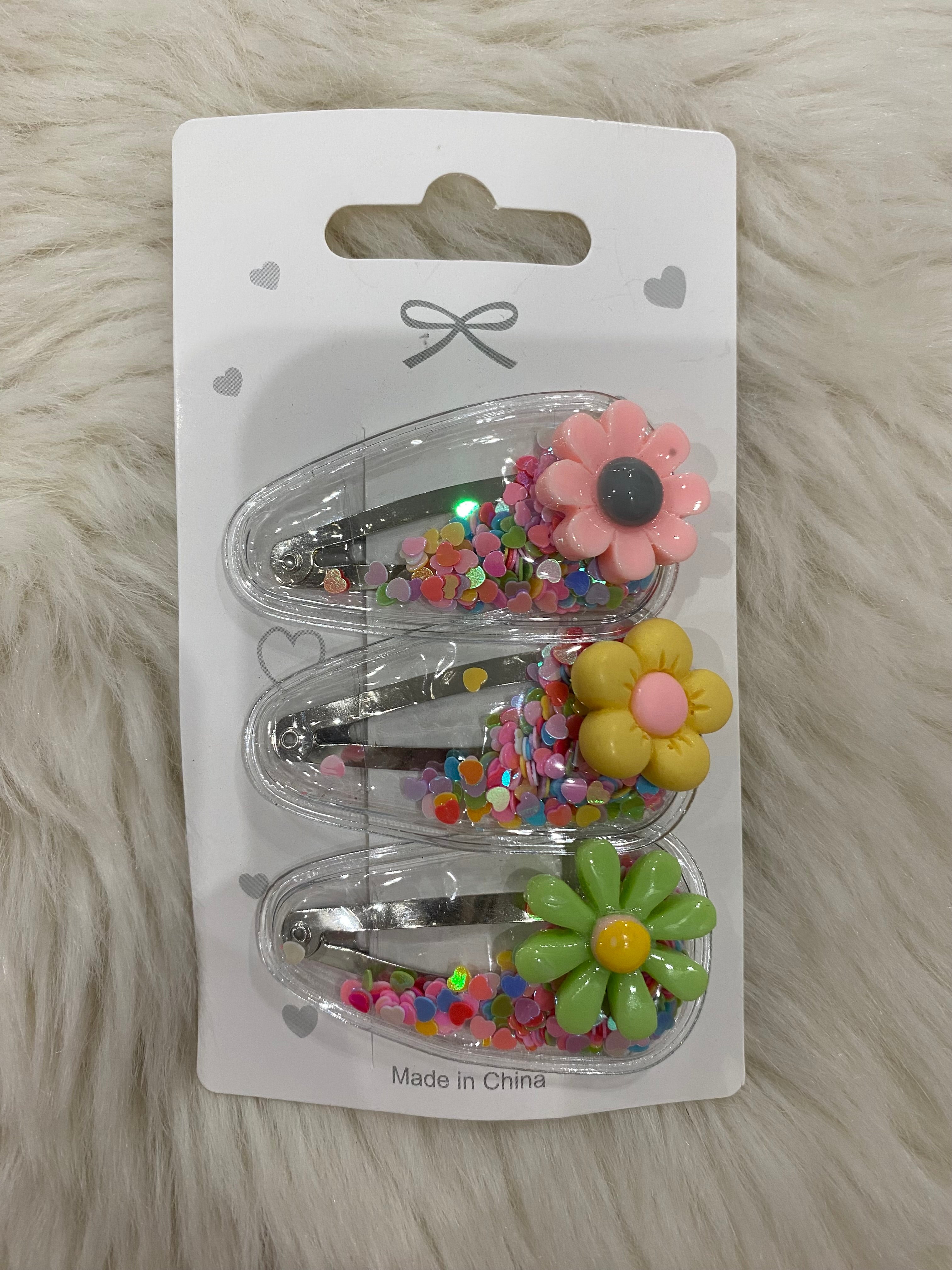 Glitter hair clips set