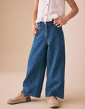 Mid Blue Spot Wide Leg Jeans