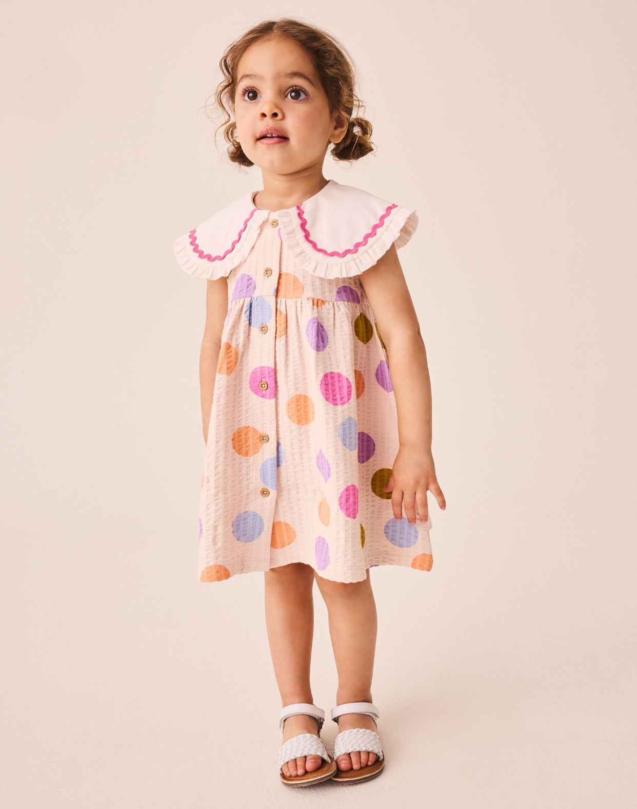 Rainbow Spot Collared Summer Dress