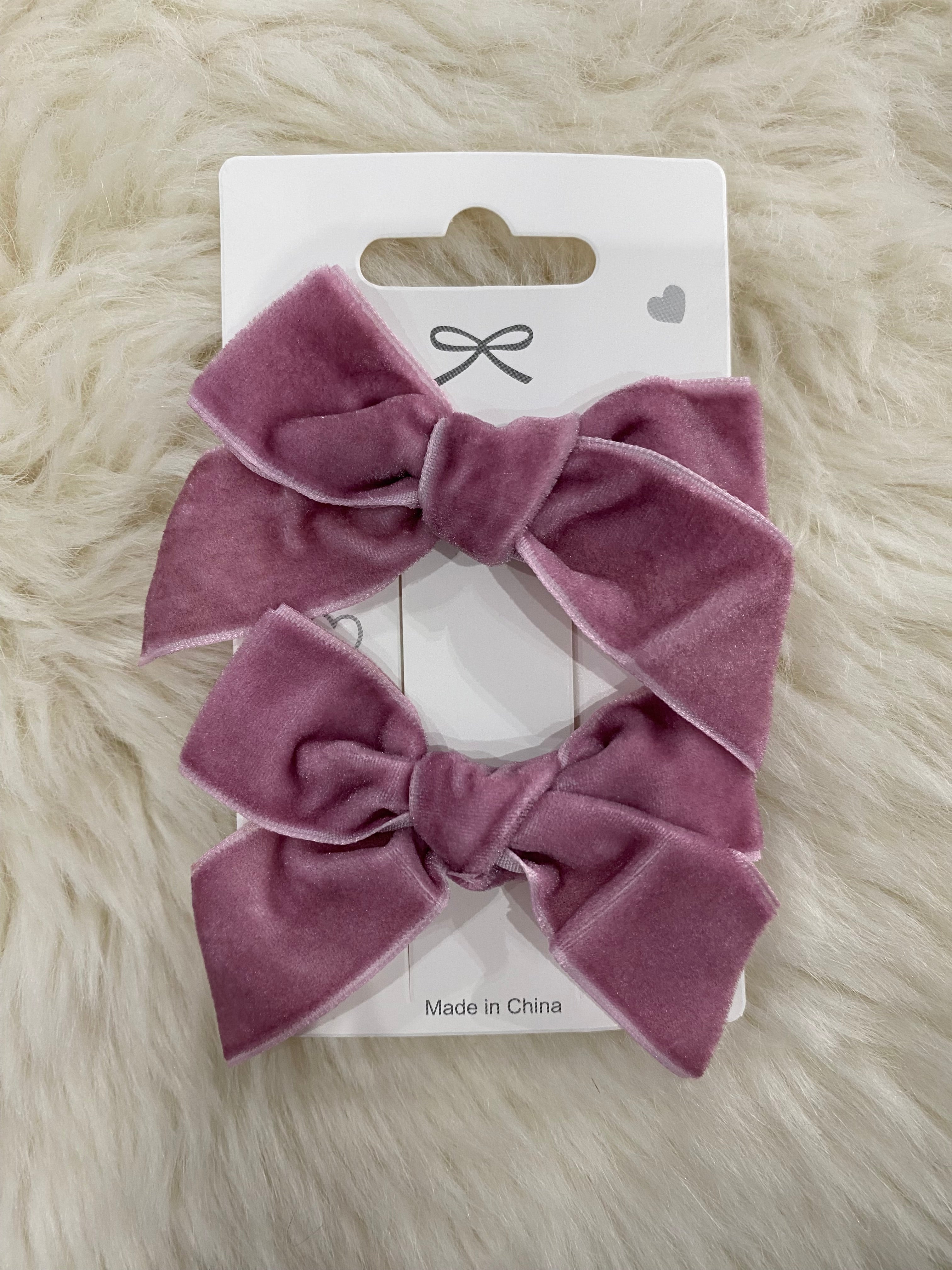2pcs velvet bow hair clips