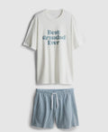 Pyjama set with slogan T-shirt and gingham shorts