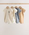 Neutral Animal Jersey Baby Rompers
4 Pack