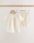 White Woven Baby Top and Shorts 2 Piece Set