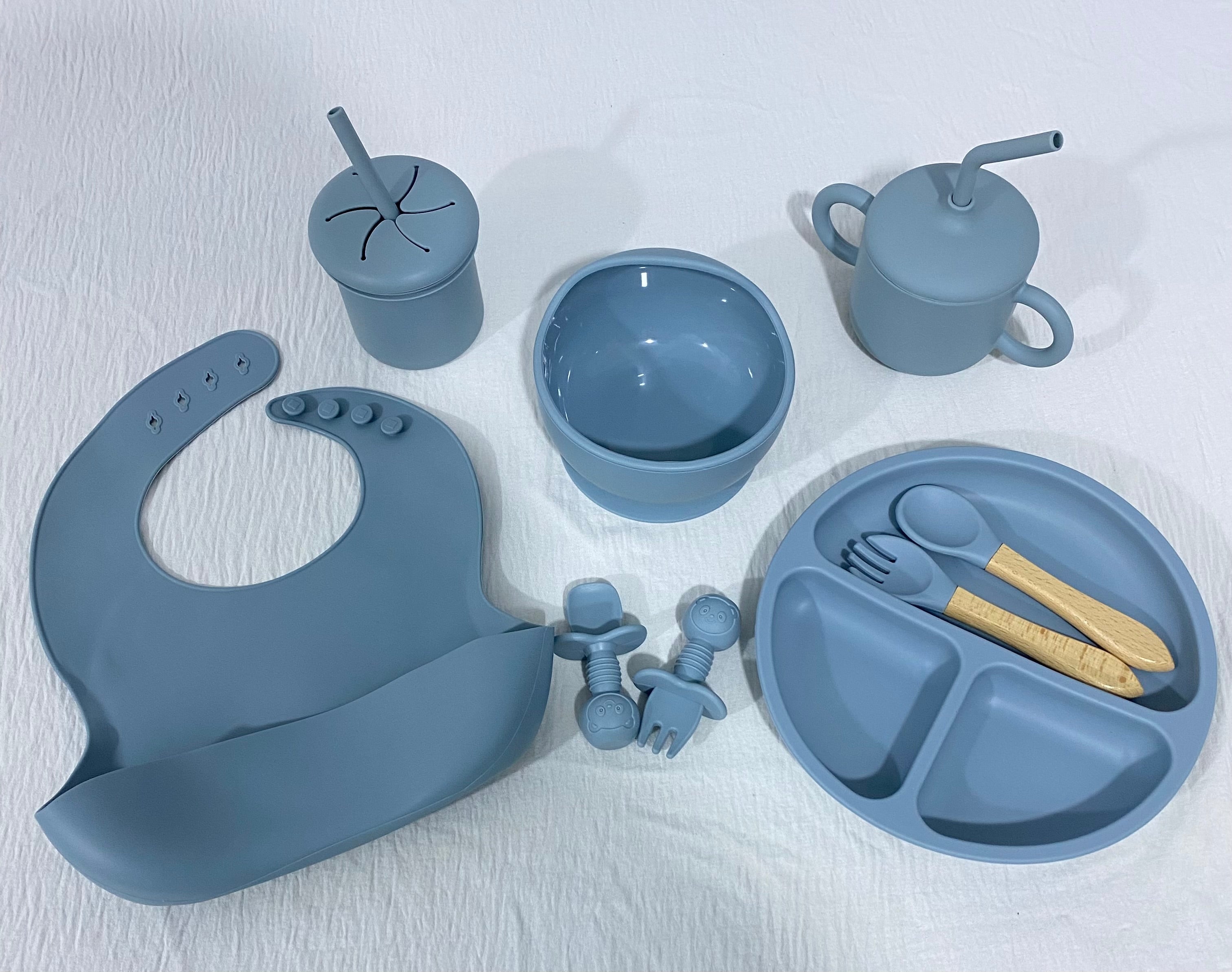Blue Silicone Baby Tableware Set (immediate)