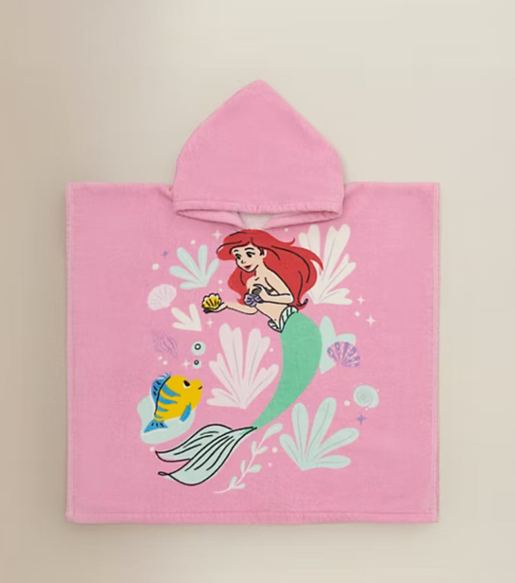 Disney The Little Mermaid Pink Cotton Poncho: Up To 3y (immediate)