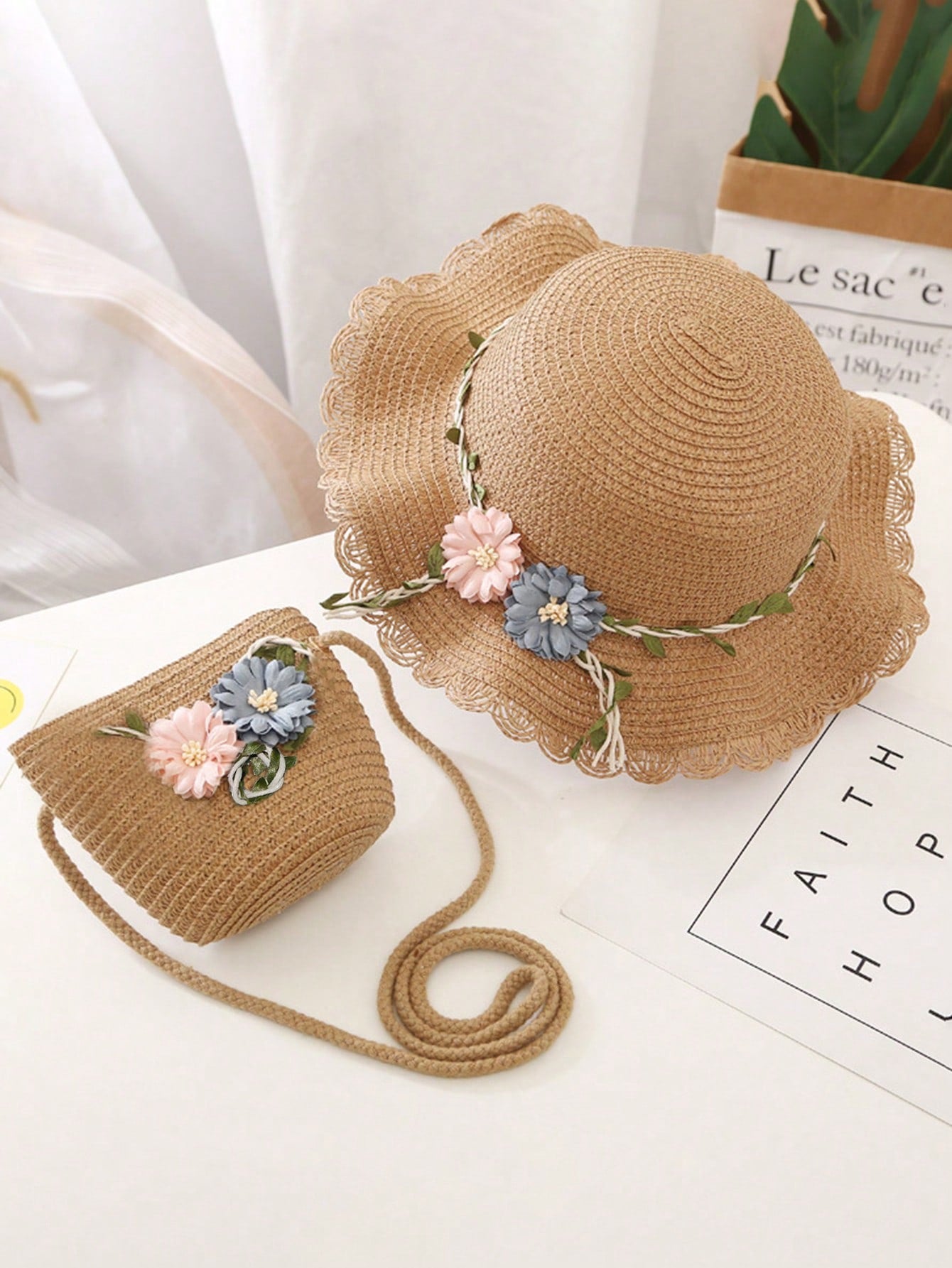 2pcs/Set Floral Sun Hat And Bag Set (immediate)