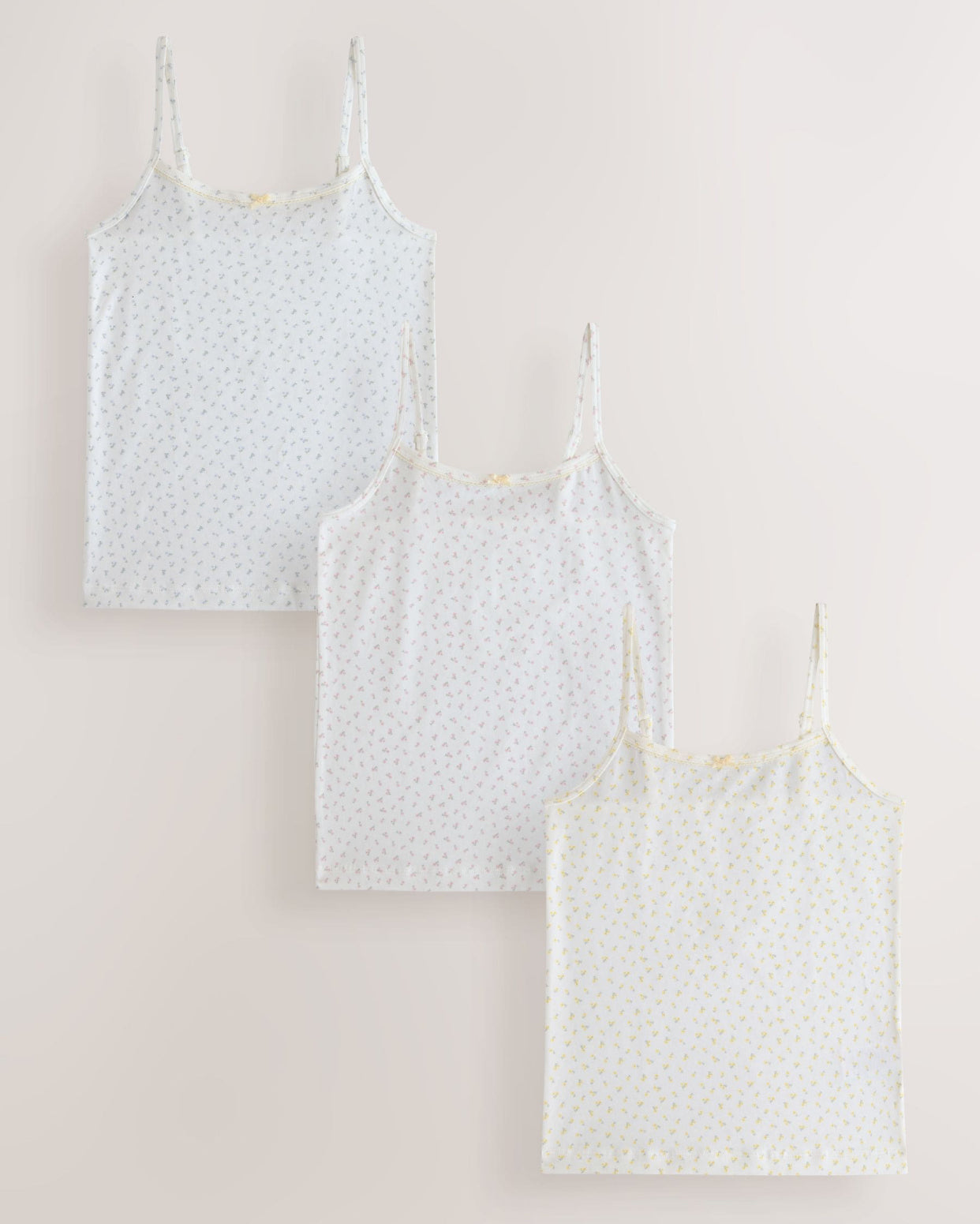 Ecru Floral Strappy Printed Cami Vests 3 Pack