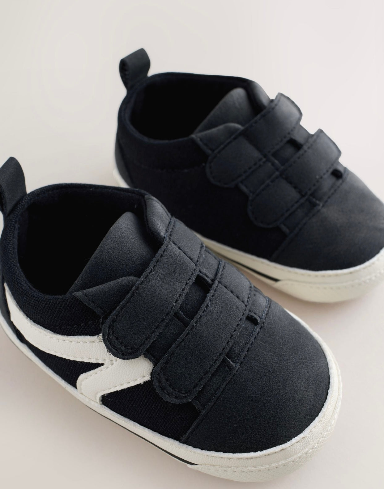 Black Touch Fastening Baby Trainers