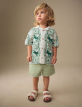 Green Lizard Crochet Knitted Short Sleeve Shirt