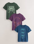 Blue/Green/Purple Regular Fit Graphic Print Short Sleeve T-Shirts...