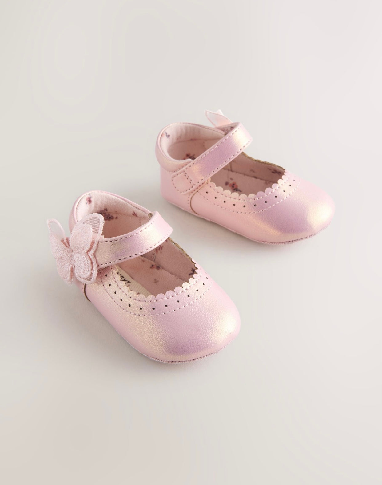 Pink Shimmer Butterfly Mary Jane Baby Shoes