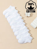 10 Pairs Set Kids Cotton White Socks