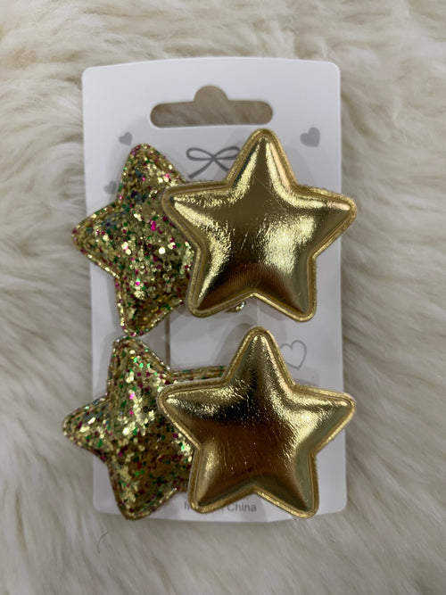 2pcs glitter star hair clips